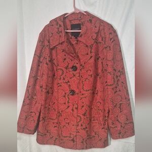 Talbots Women's Vibrant Red Paisley Blazer Size 2X